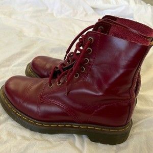 Dr. Martens Airware Pascal Red Burgundy  Cherry Boots 8 Eyelet Hole Size 37 6